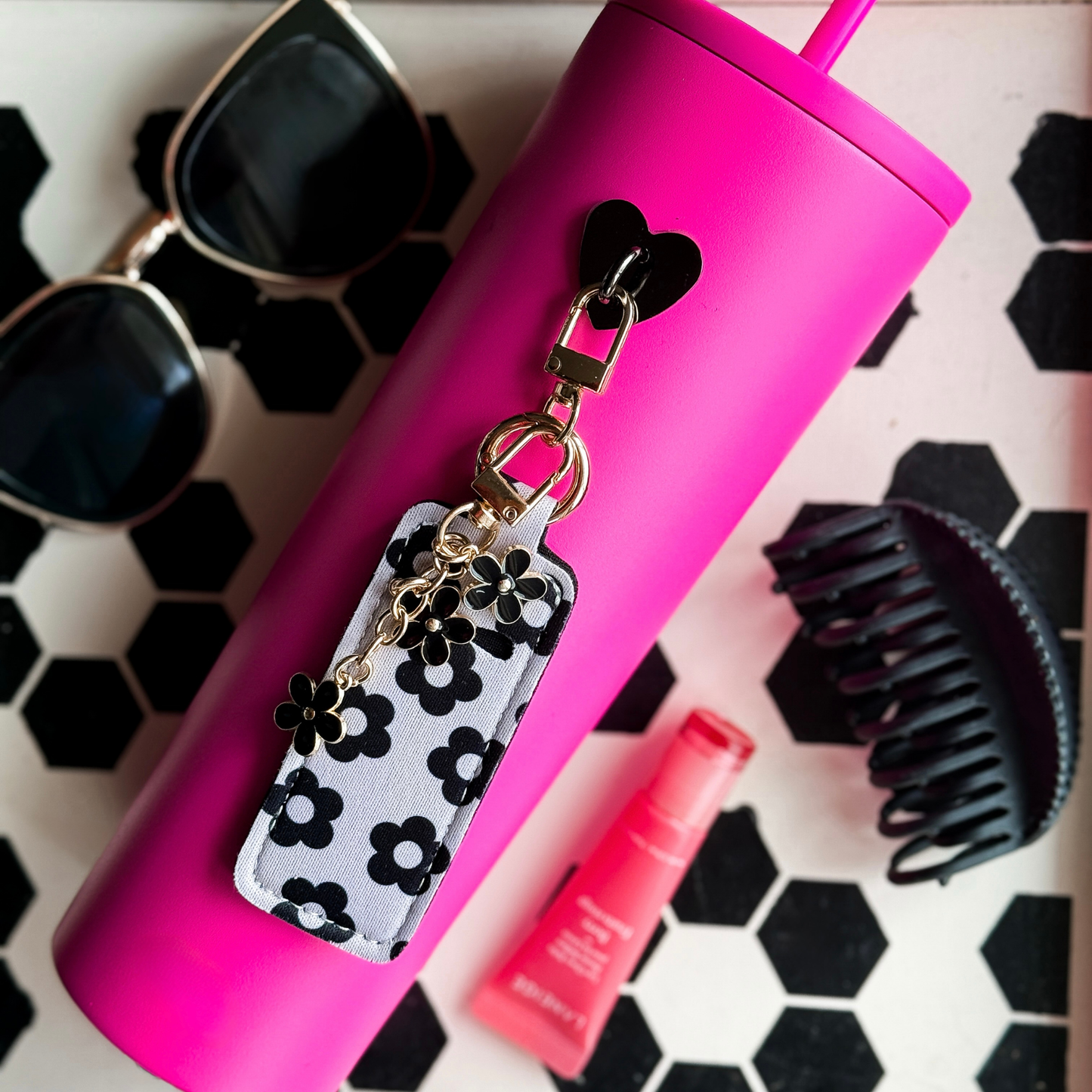 Tumbler Charm Set - Retro Flower Lip Balm Holder
