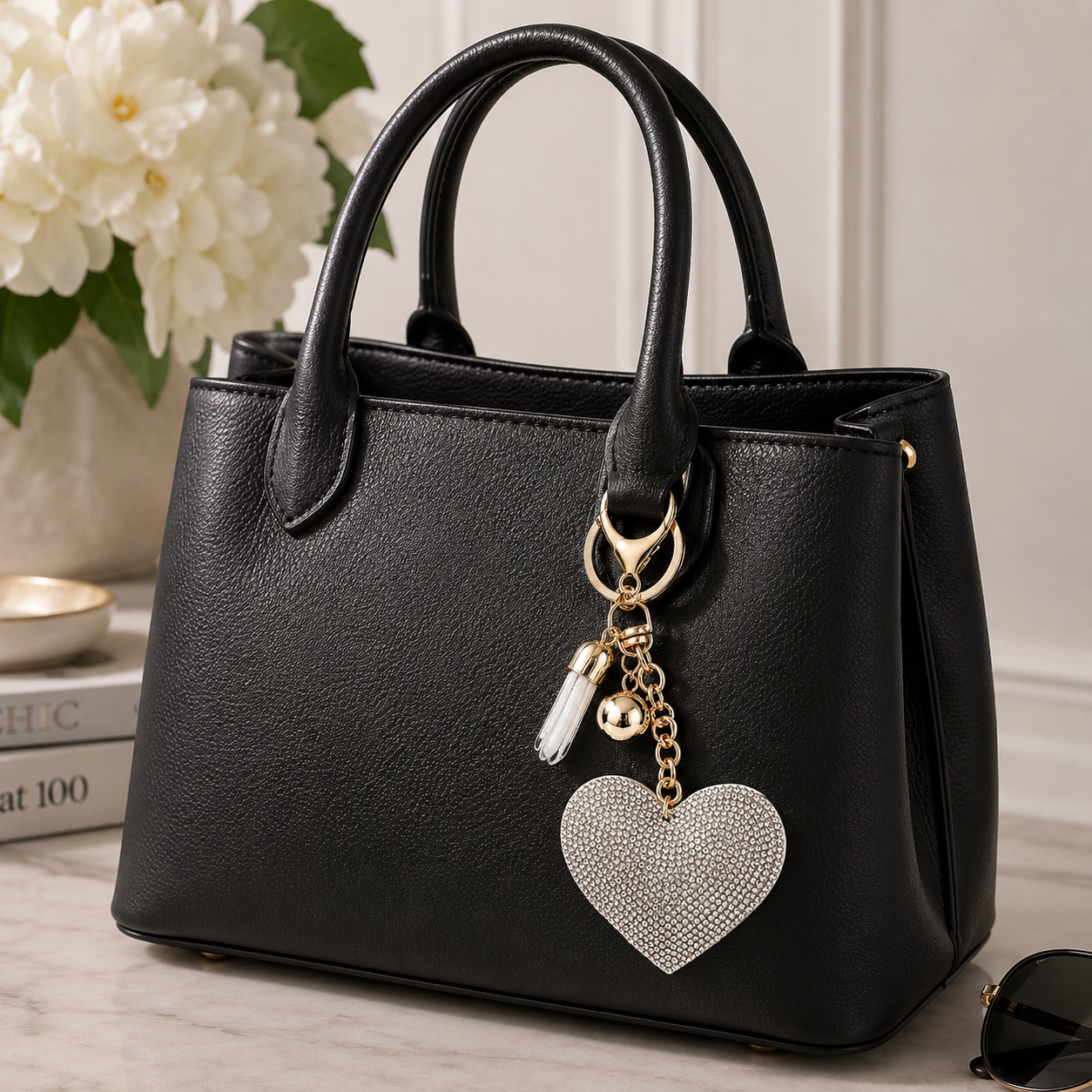 Silver Shimmer Heart Charm