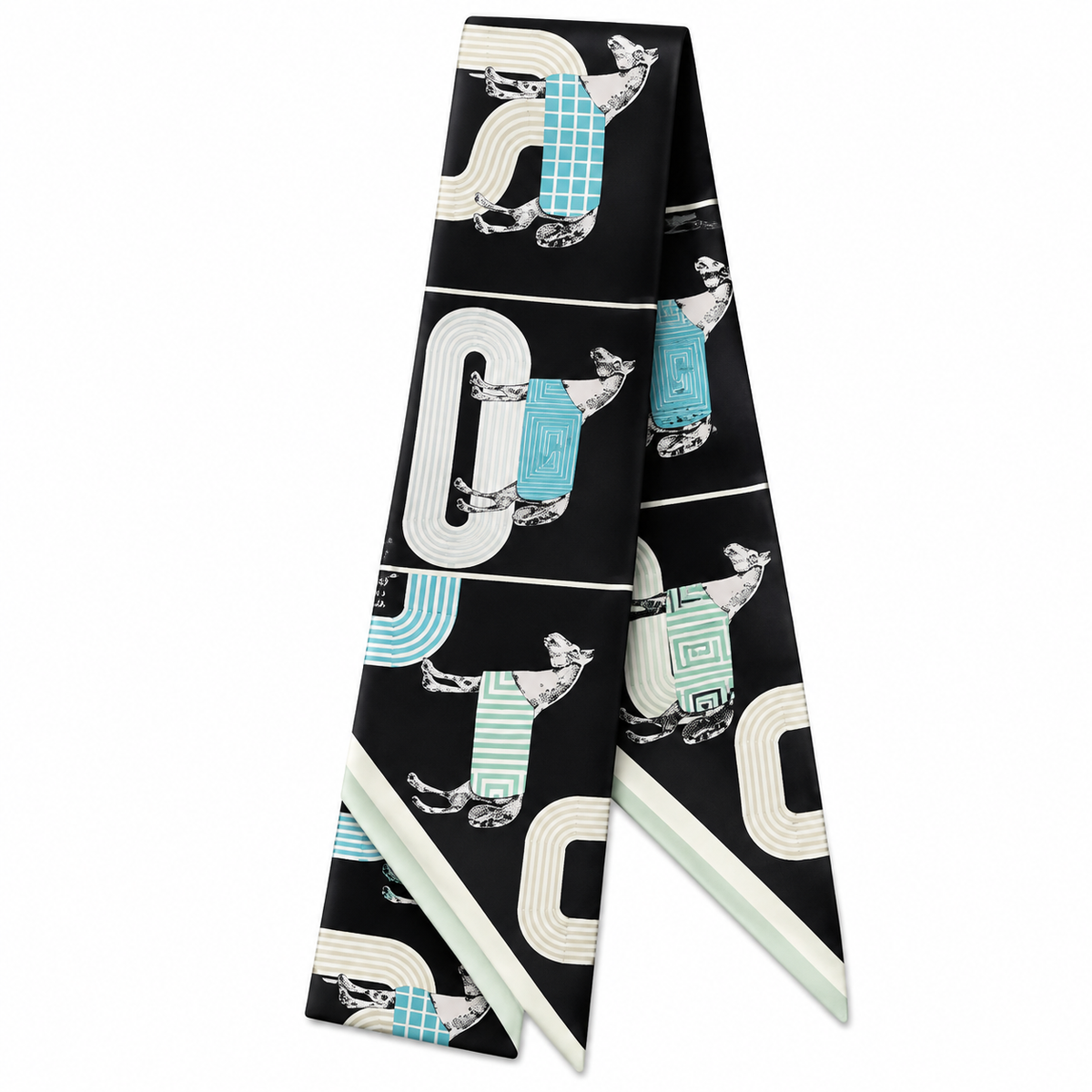 Purse Scarf | Black Block Horses | 35"