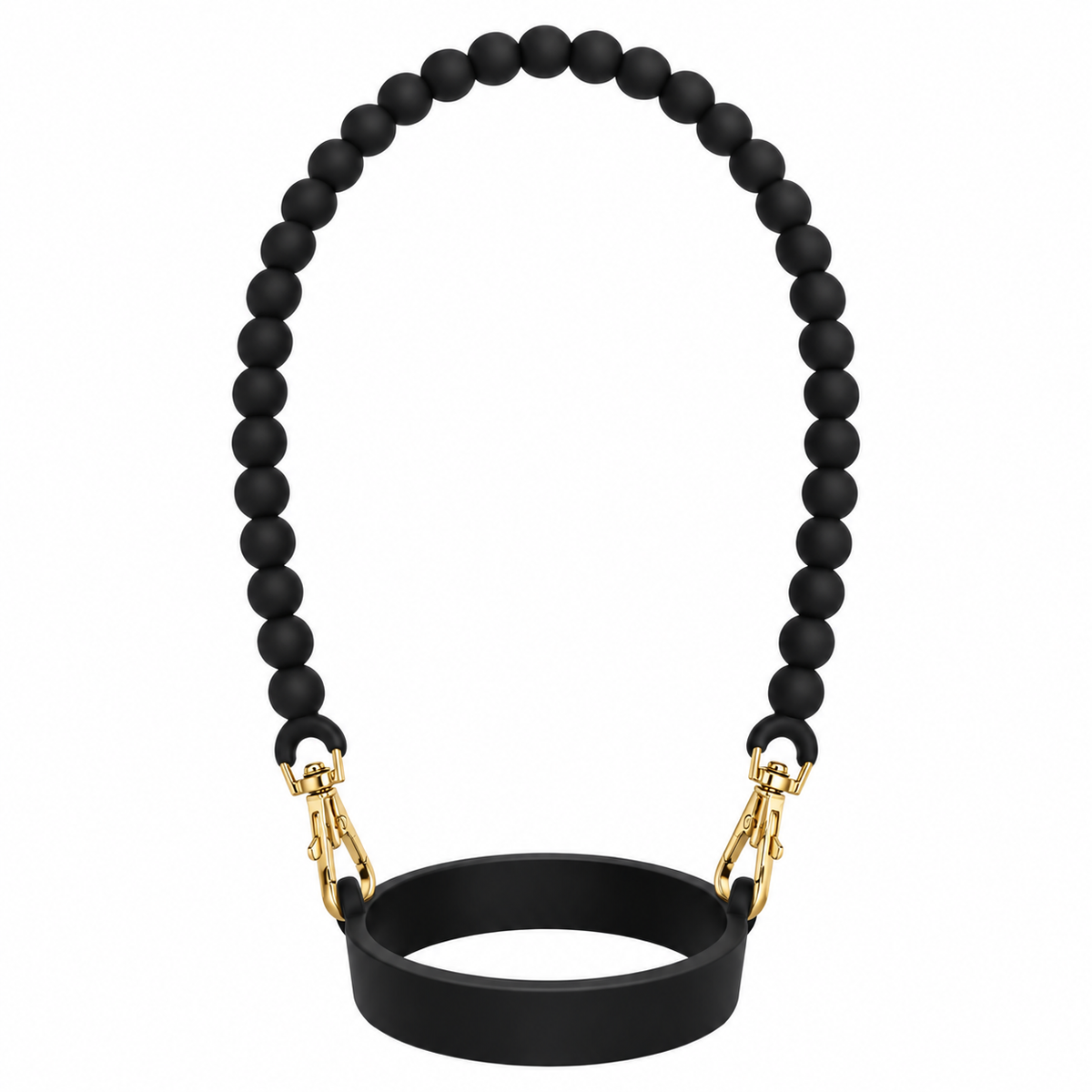 Tumbler Handle | Black Beads (Gold)