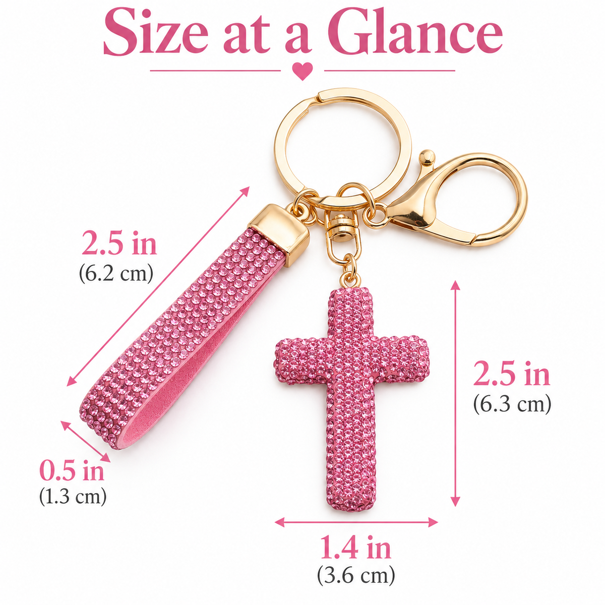 Pink Cross Bling Charm