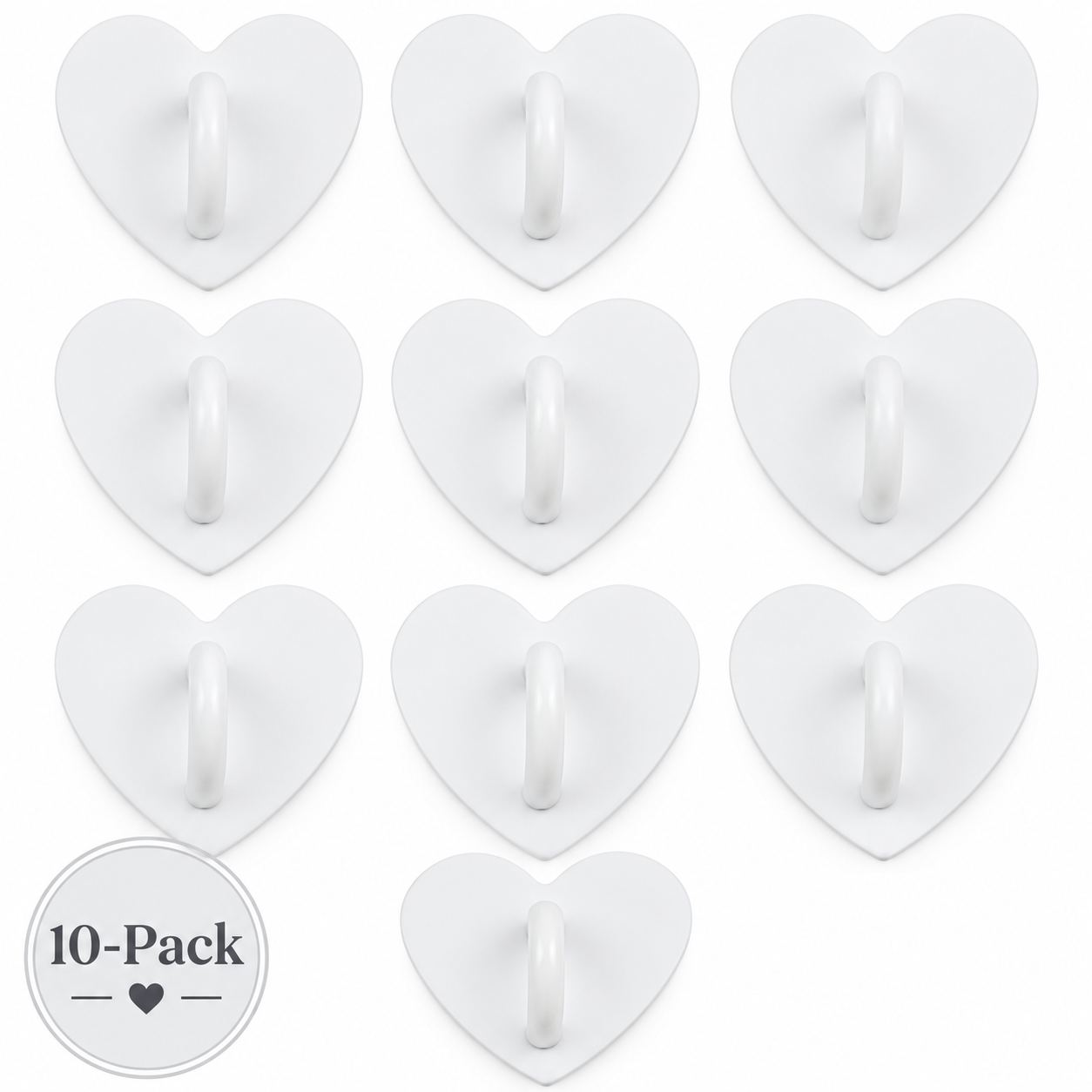 Adhesive Charm Hook 10-Pack | White Hearts
