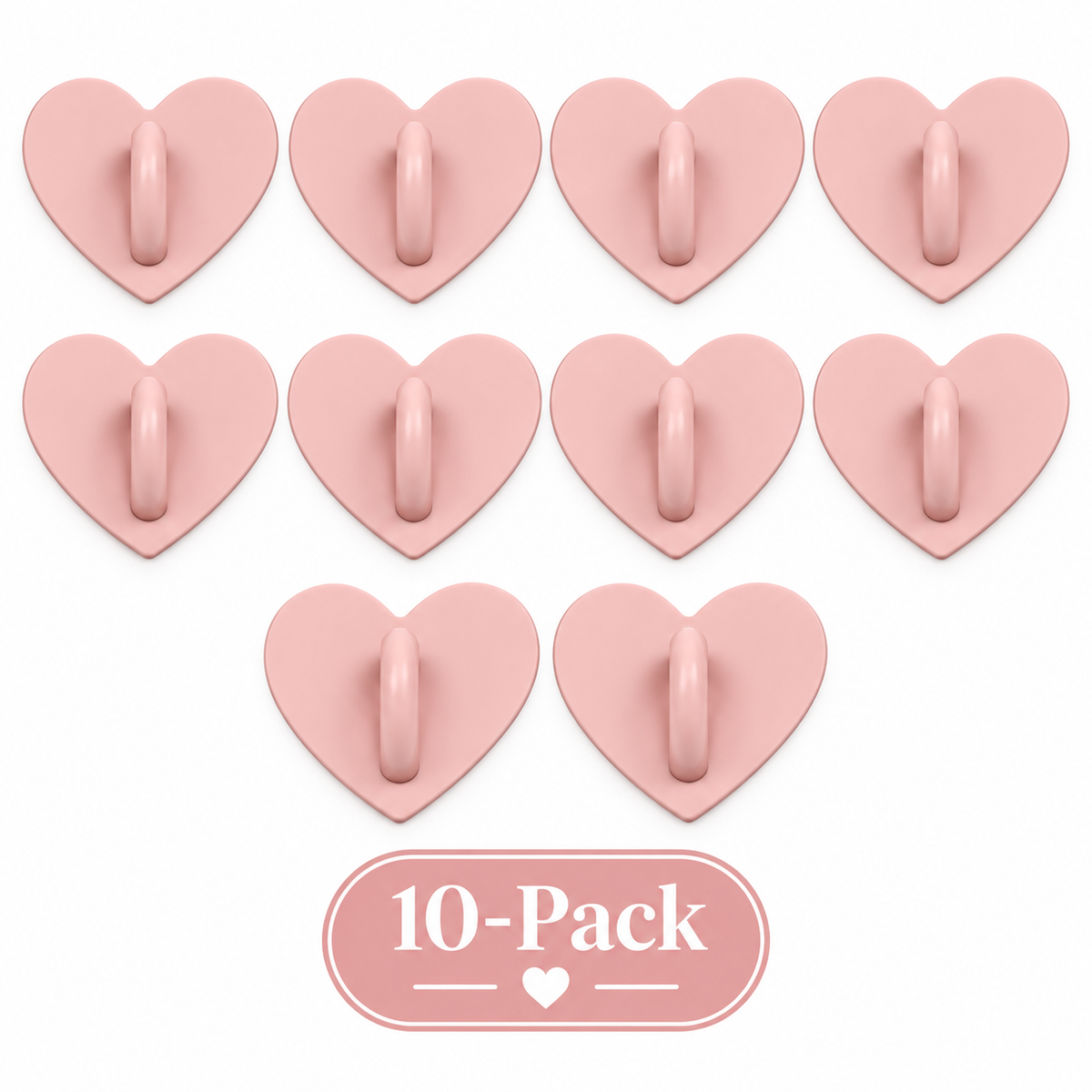 Adhesive Charm Hook 10-Pack | Pink Hearts
