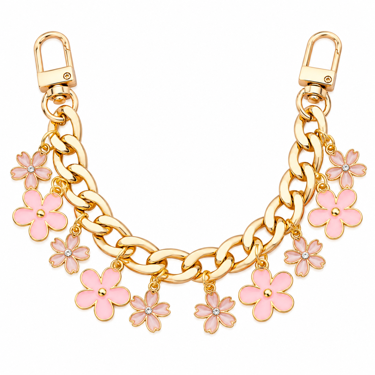 Purse Chain Strap | Pink Flowers | 7.5"