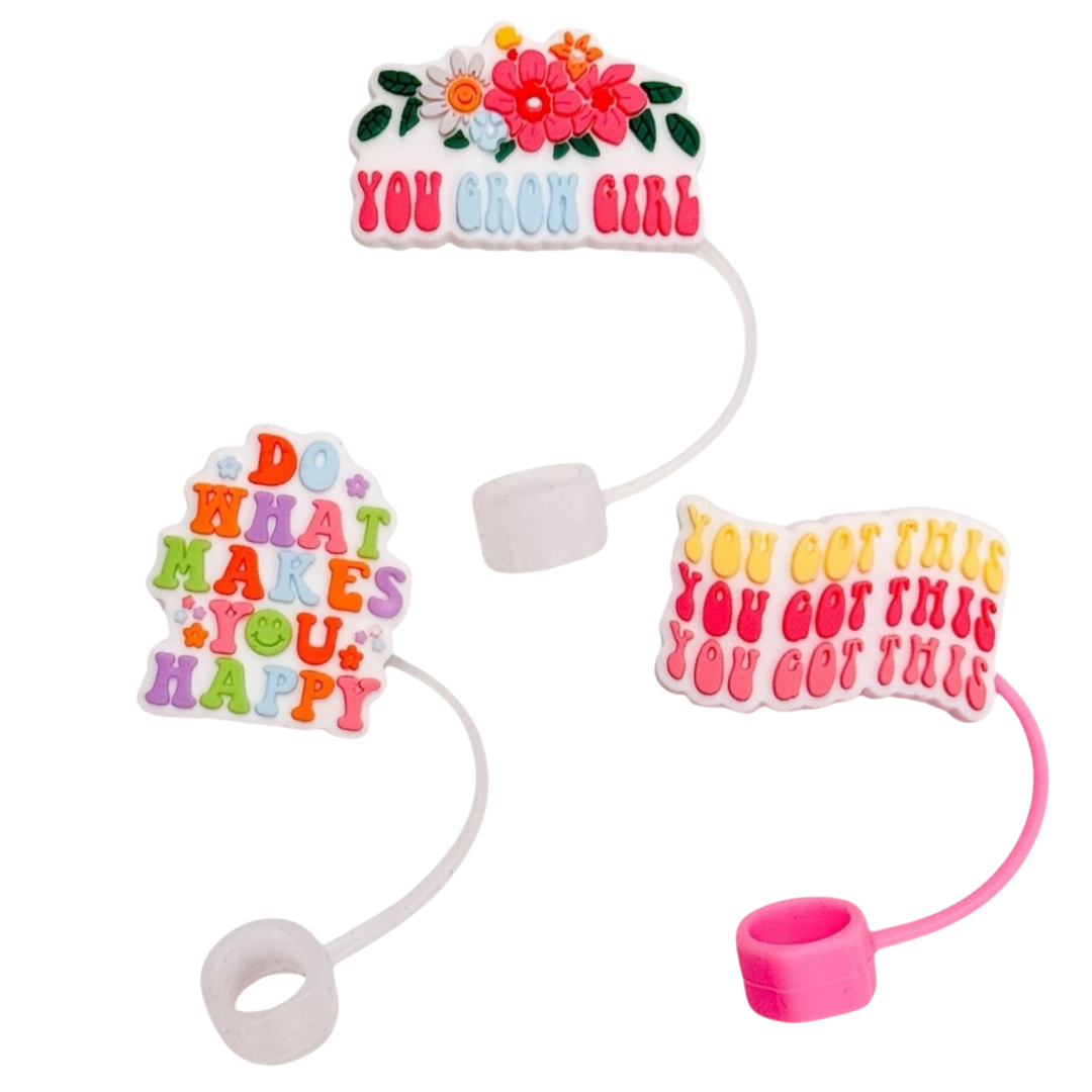 Straw Topper 3-Pack - Motivational Sayings