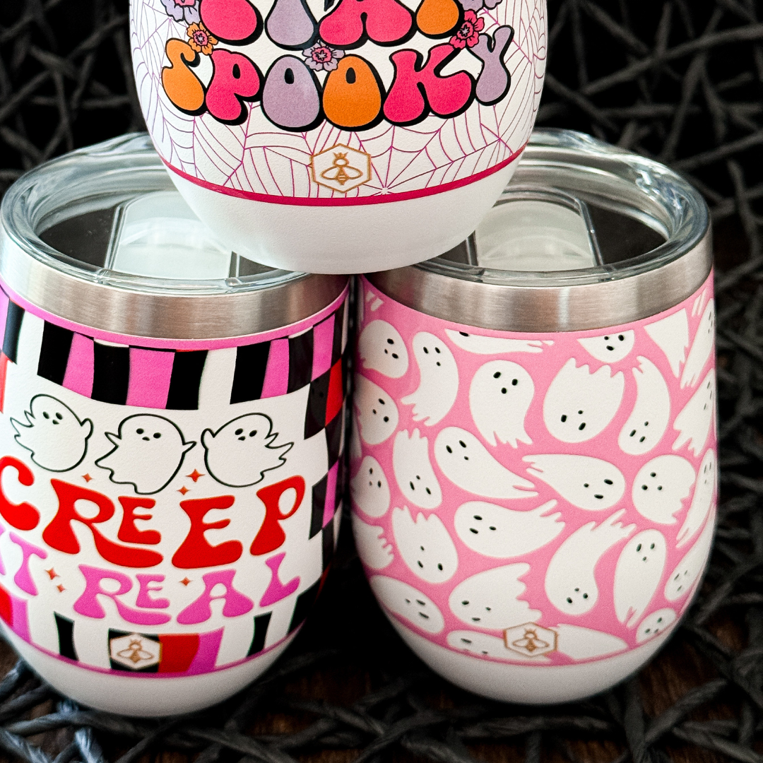 Pink Ghosts Wine Tumbler