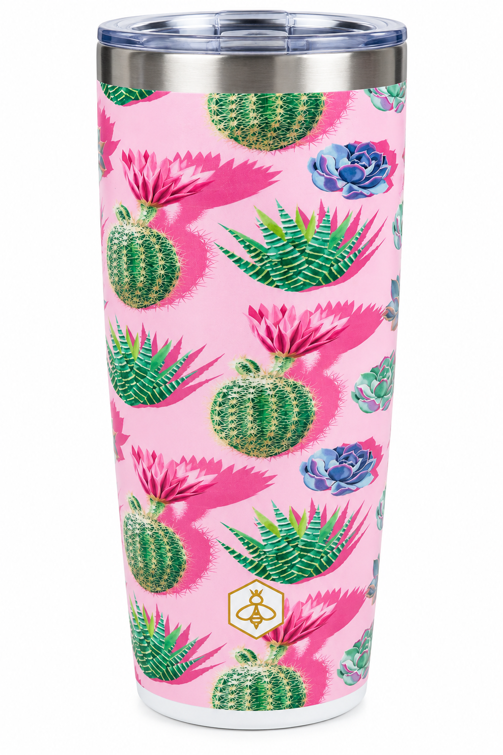 20oz Coffee Tumbler with Lid | Pink Succulents