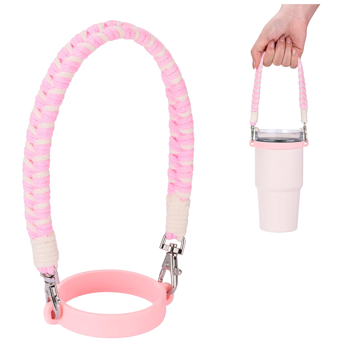 Tumbler Handle | Woven Pink