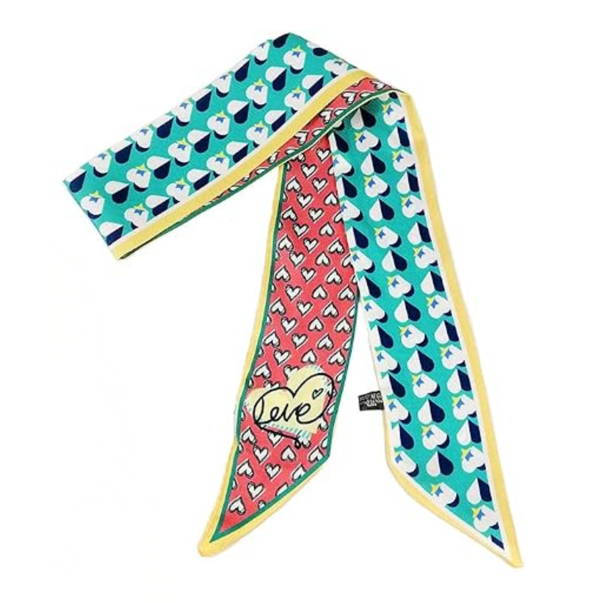 Purse Scarf | Teal Hearts | 35"