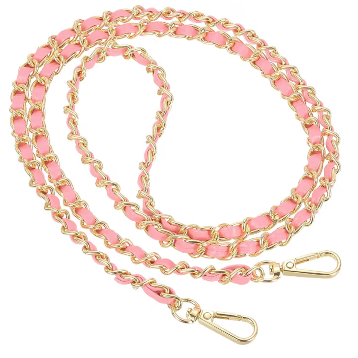 Purse Chain Strap | Pink Leather & Gold | 14"