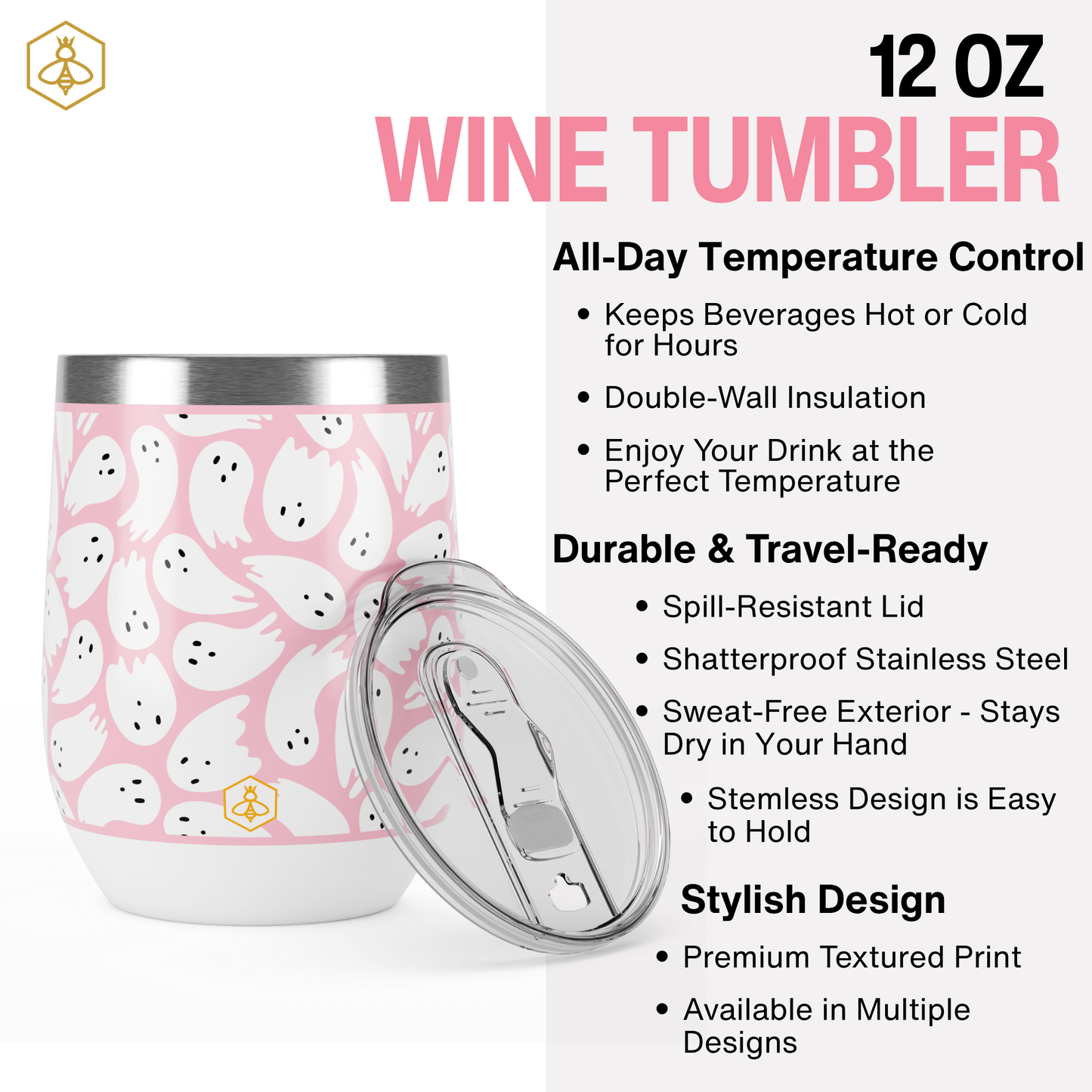 Pink Ghosts Wine Tumbler