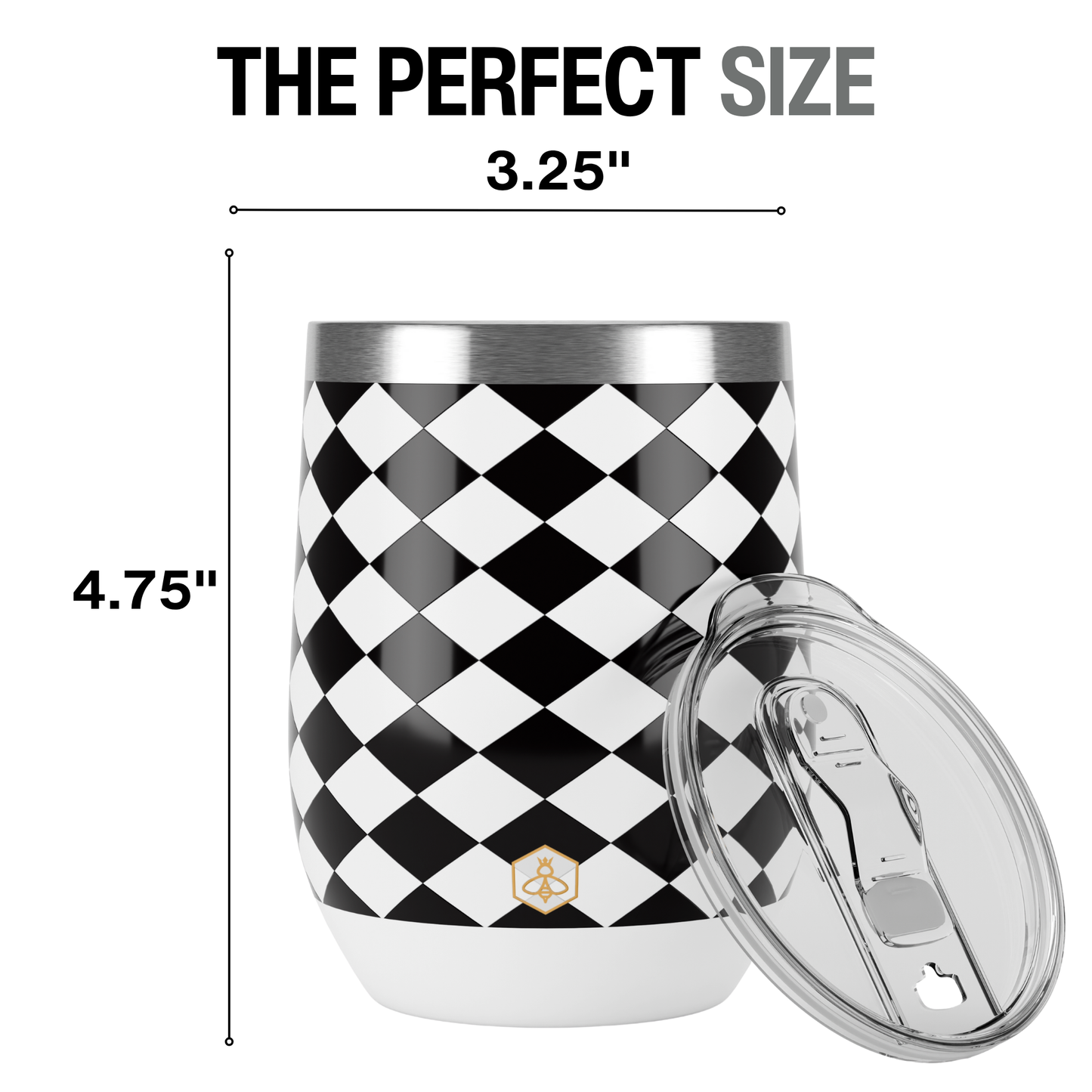 Wine Tumbler - Black & White Diamonds