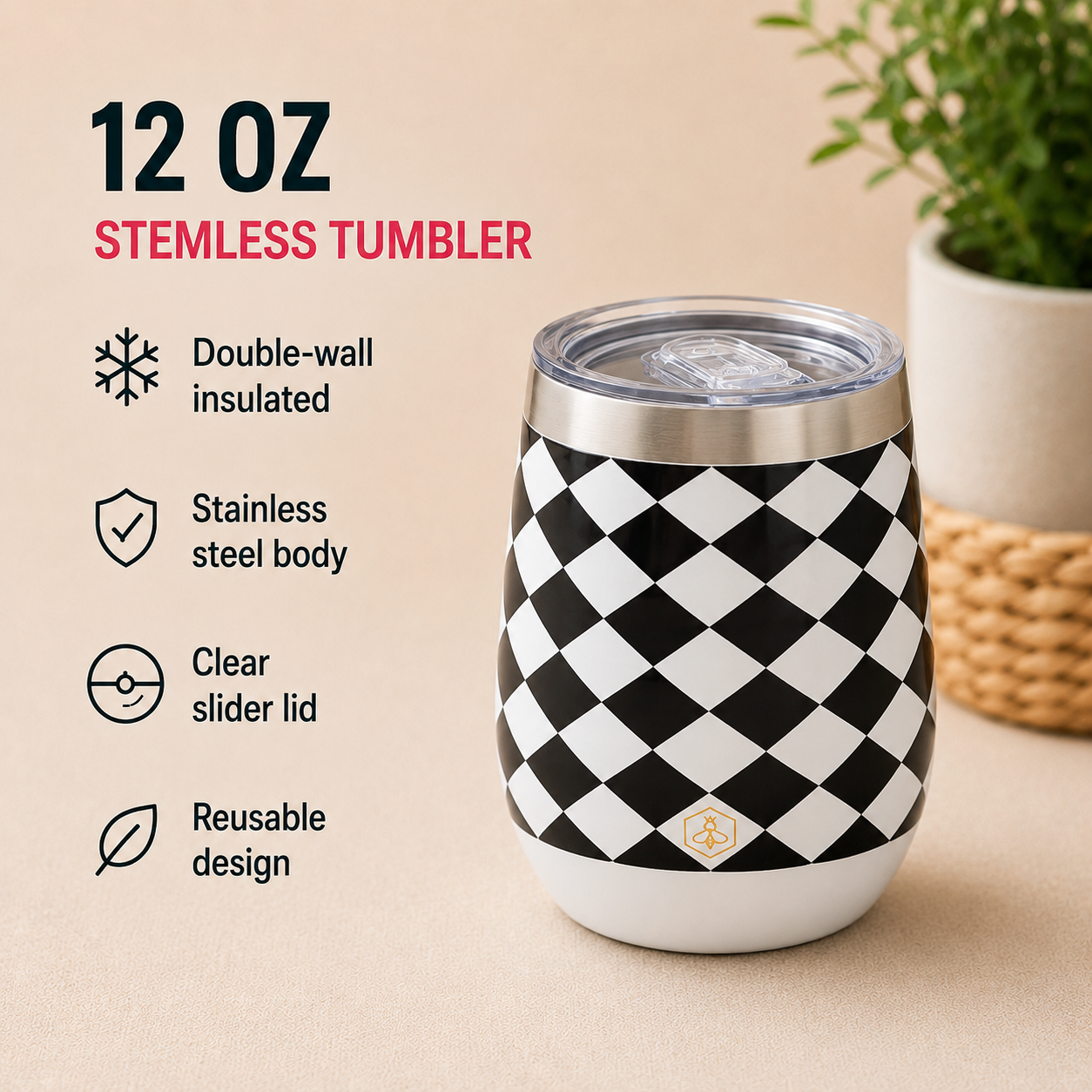 Wine Tumbler 3-Pack | Black & White