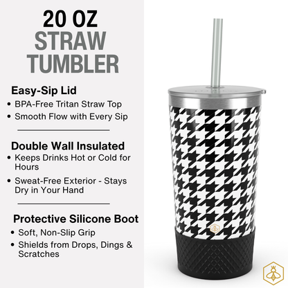 20oz Tumbler - Black & White Diamonds