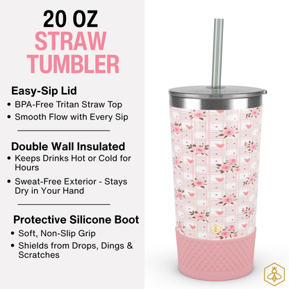 20oz Tumbler - Pink Roses
