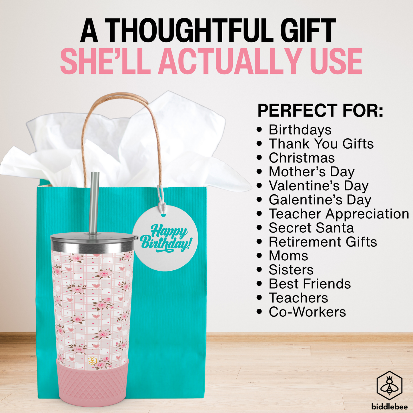 20oz Tumbler - Pink Roses