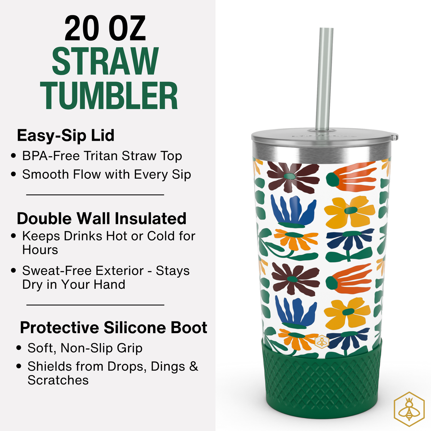 20oz Tumbler - Retro Floral Faith