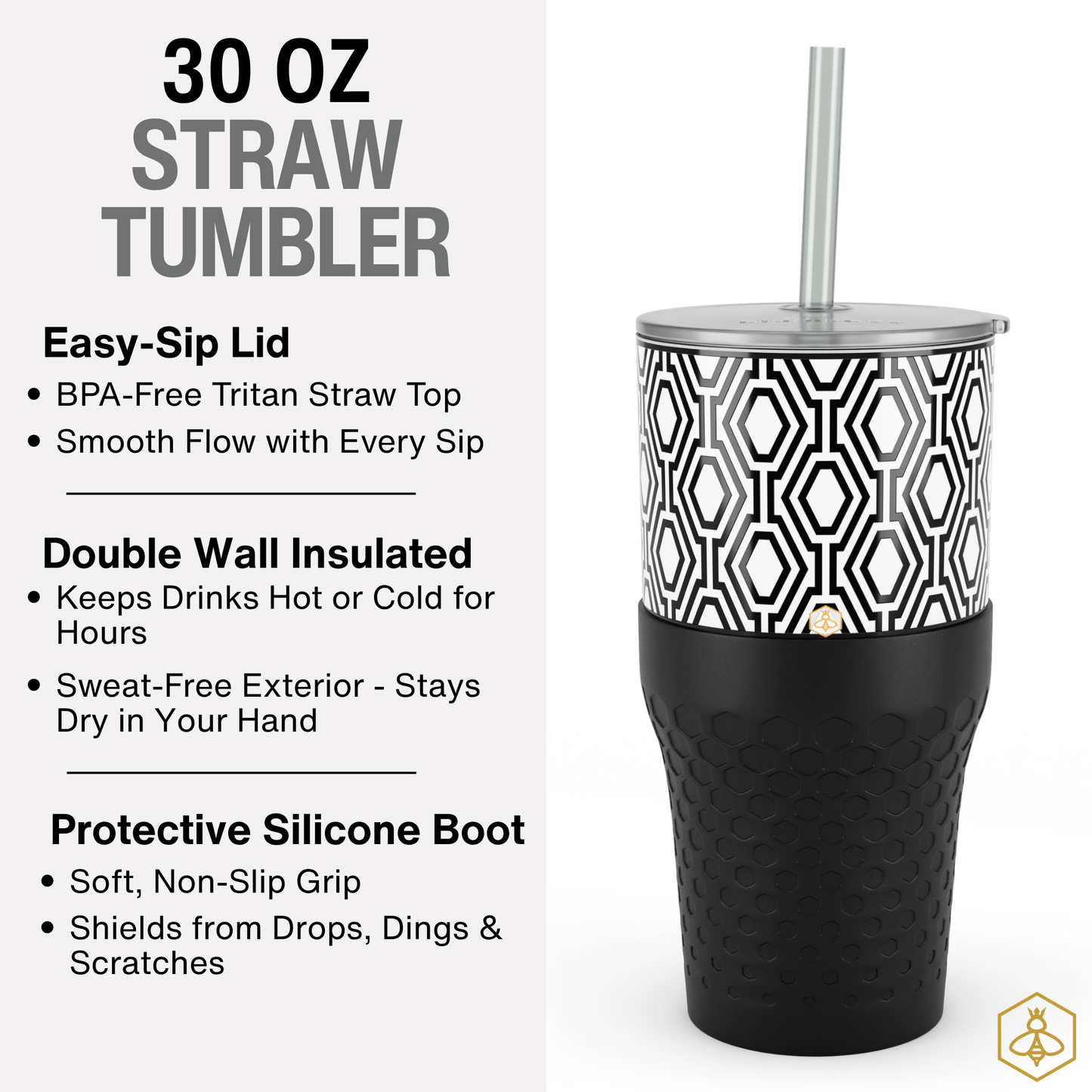 30oz Tumbler - Black & White
