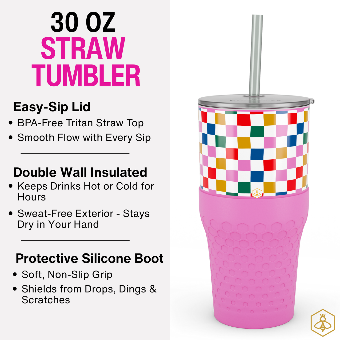 30oz Tumbler - Happy Check
