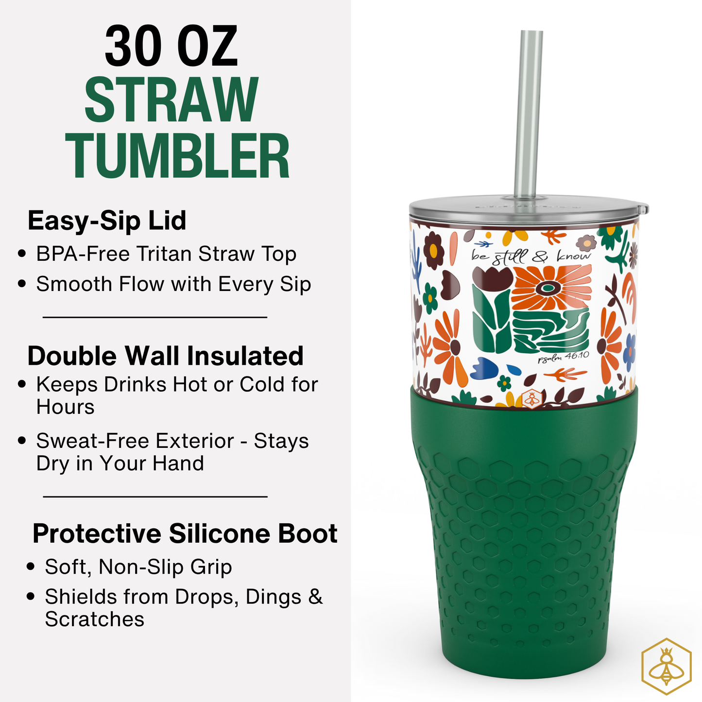 30oz Tumbler - Retro Floral Faith