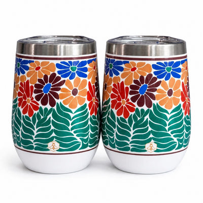 Retro Floral Wine Tumbler 2-Pack