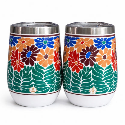 Retro Floral Wine Tumbler 2-Pack