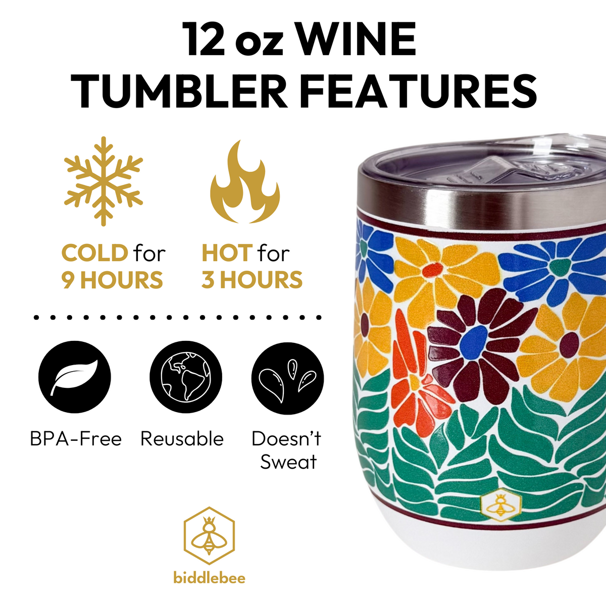 Wine Tumbler | Retro Floral