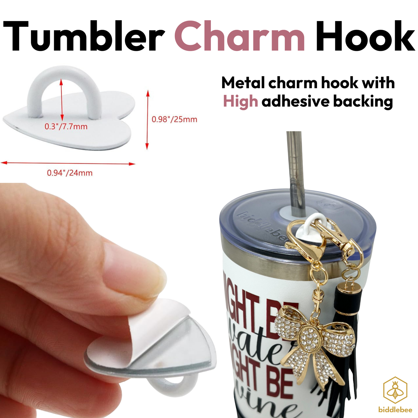 Charm Hook - White Heart
