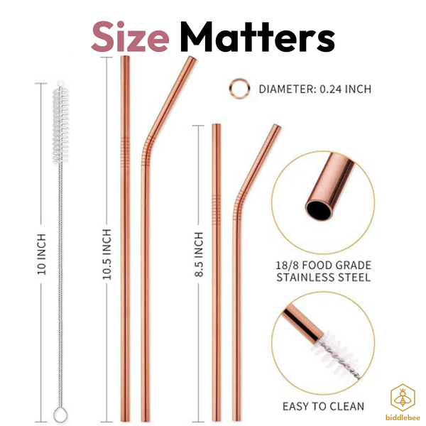 Stainless Steel Straw 12-Pack | Rose Gold