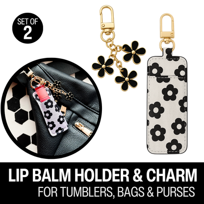 Tumbler Charm Set - Retro Flower Lip Balm Holder