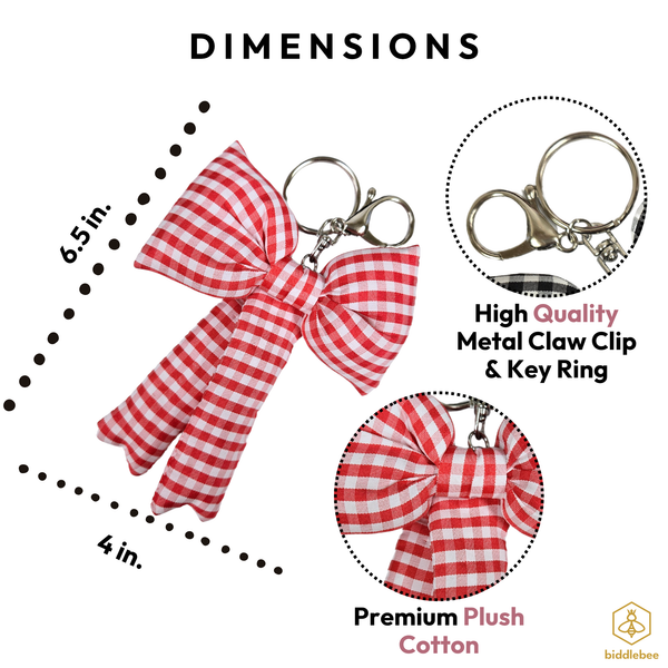 Red & White Check Puff Bow Charm