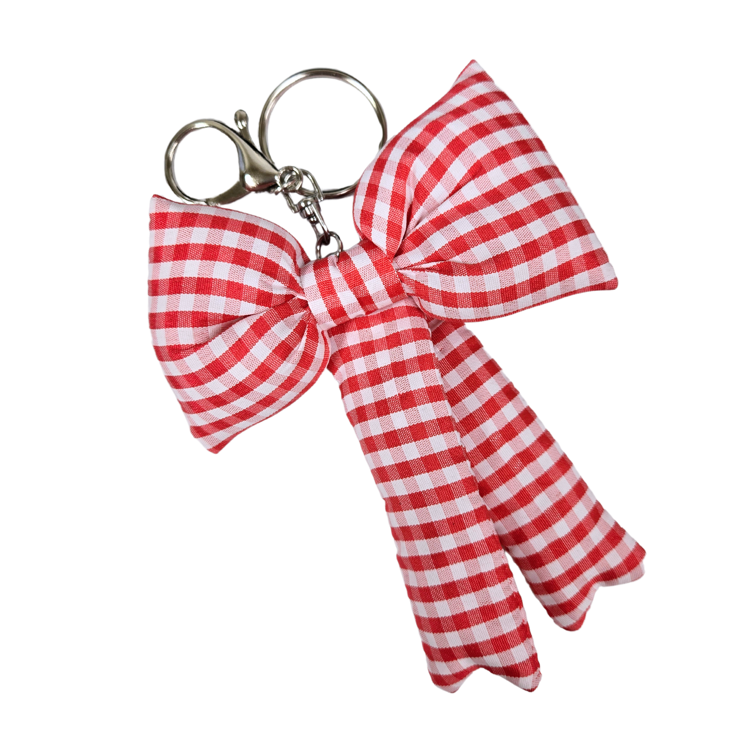 Red & White Check Puff Bow Charm