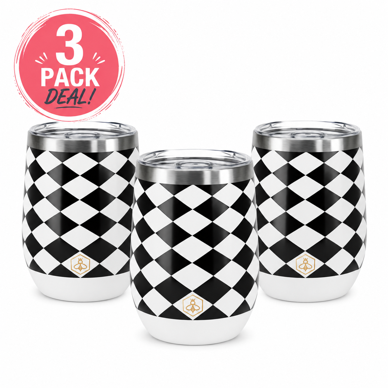 Wine Tumbler 3-Pack | Black & White