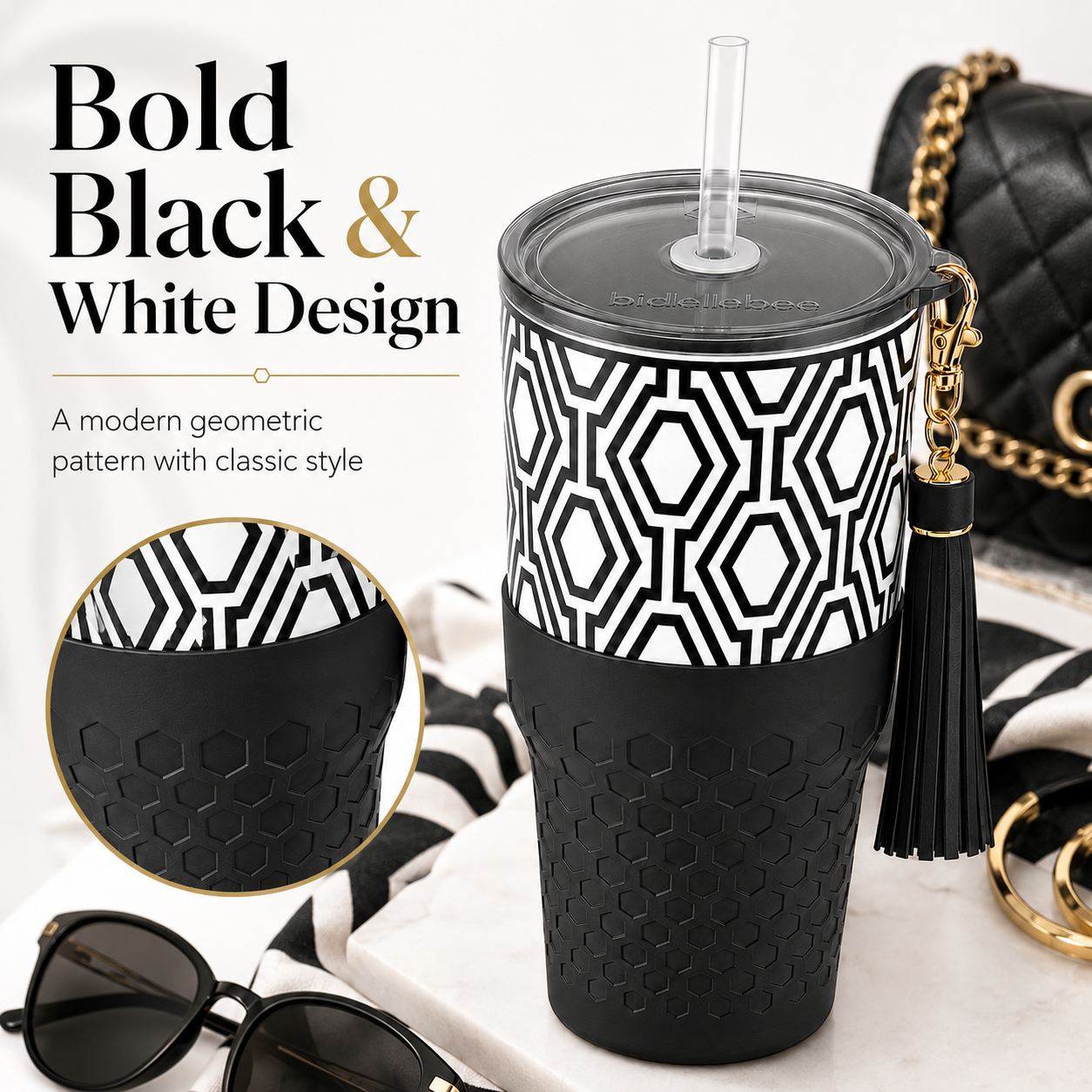 Black & White — 30oz Charm Tumbler