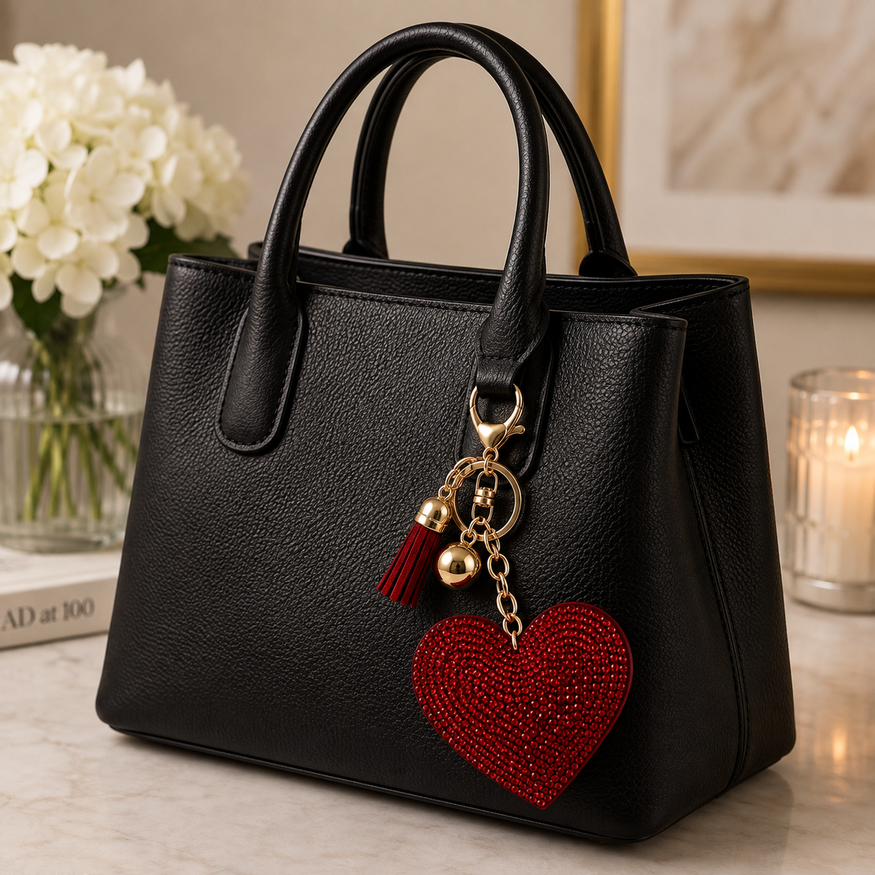Red Shimmer Heart Charm