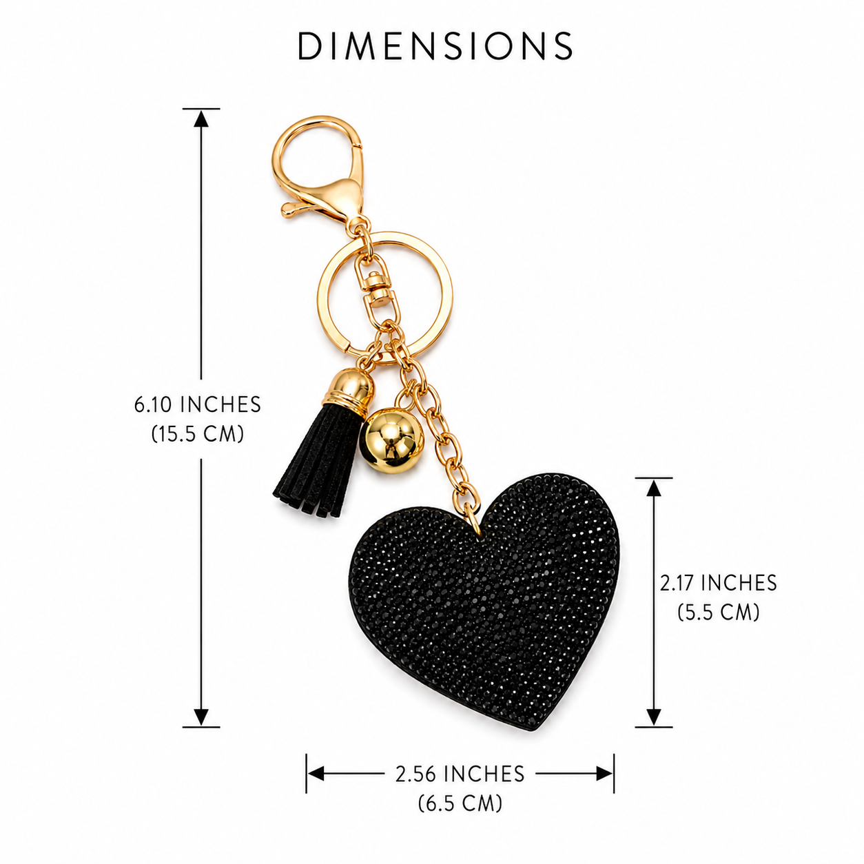 Black Shimmer Heart Charm