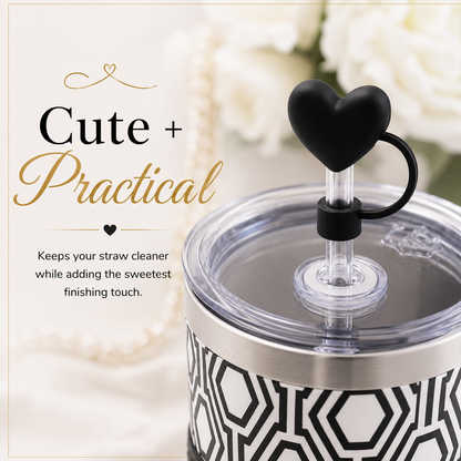 30oz Black & White Tumbler + Complete Black Accessory Kit Bundle