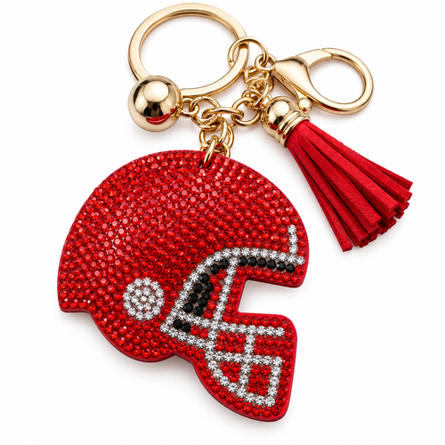 Red Football Helmet Bling Charm