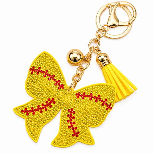 Softball Bow Bling Charm