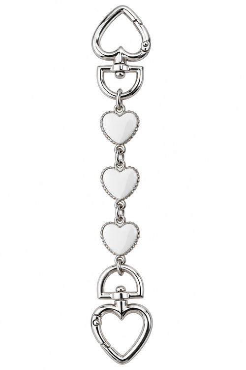 Purse Extender Chain | White Hearts | 6.25"