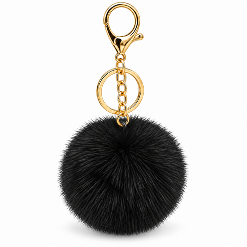 Faux Rabbit Fur Charm | Black