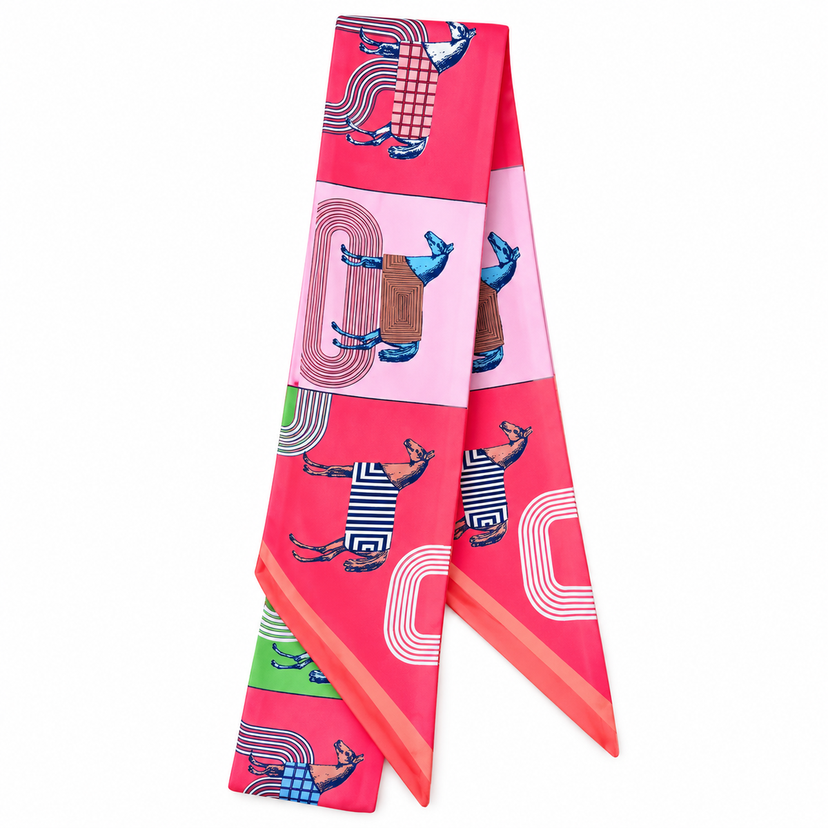Purse Scarf | Pink Block Horses | 35"