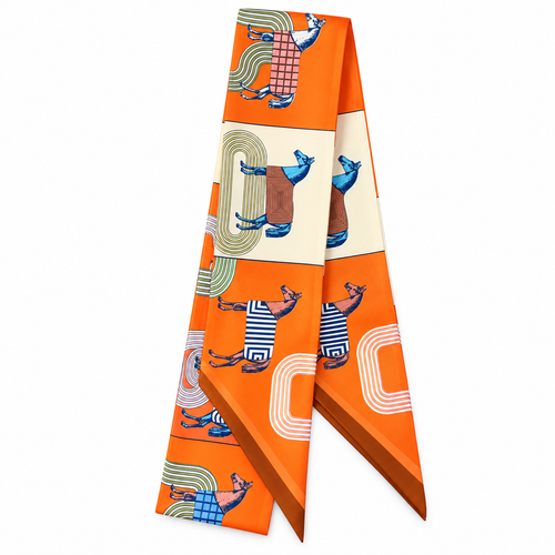 Purse Scarf | Orange Block Horses | 35"