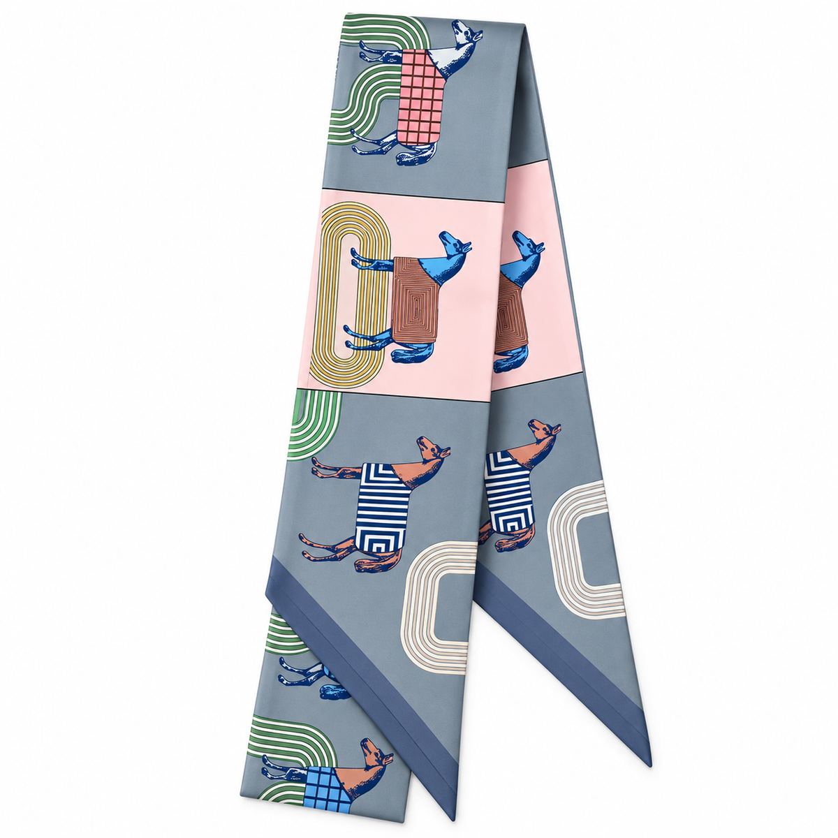Purse Scarf | Gray Block Horses | 35"