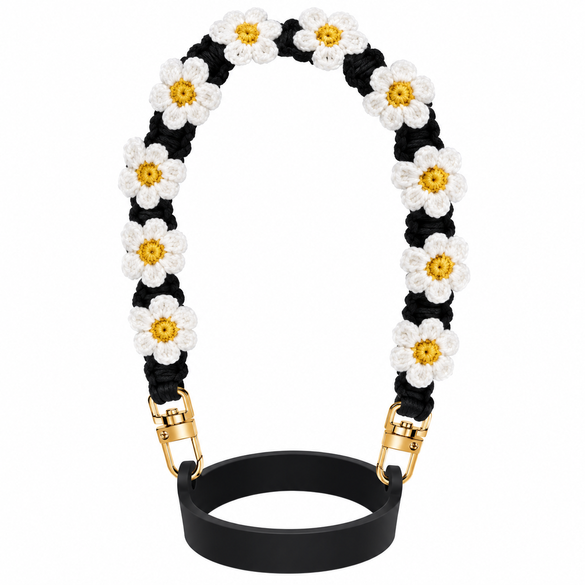 Tumbler Handle | Black Flowers