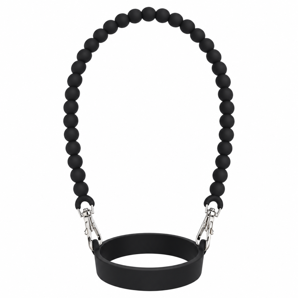 Tumbler Handle | Black Beads (Silver)