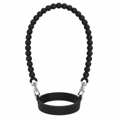 Tumbler Handle | Black Beads (Silver)