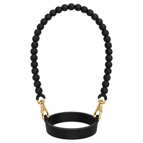 Tumbler Handle | Black Beads (Gold)