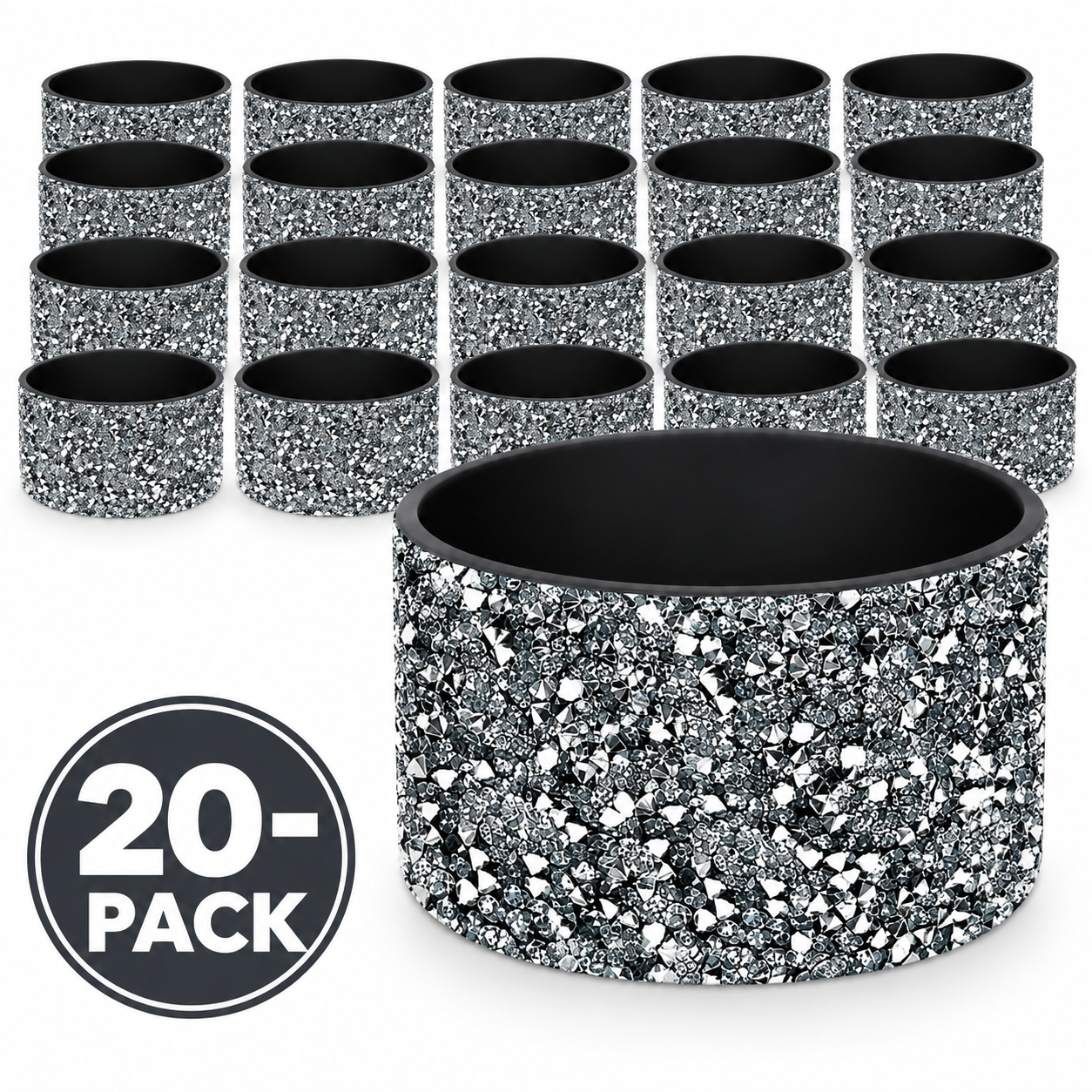 Silicone Boot | Silver Sparkle 20-Pack