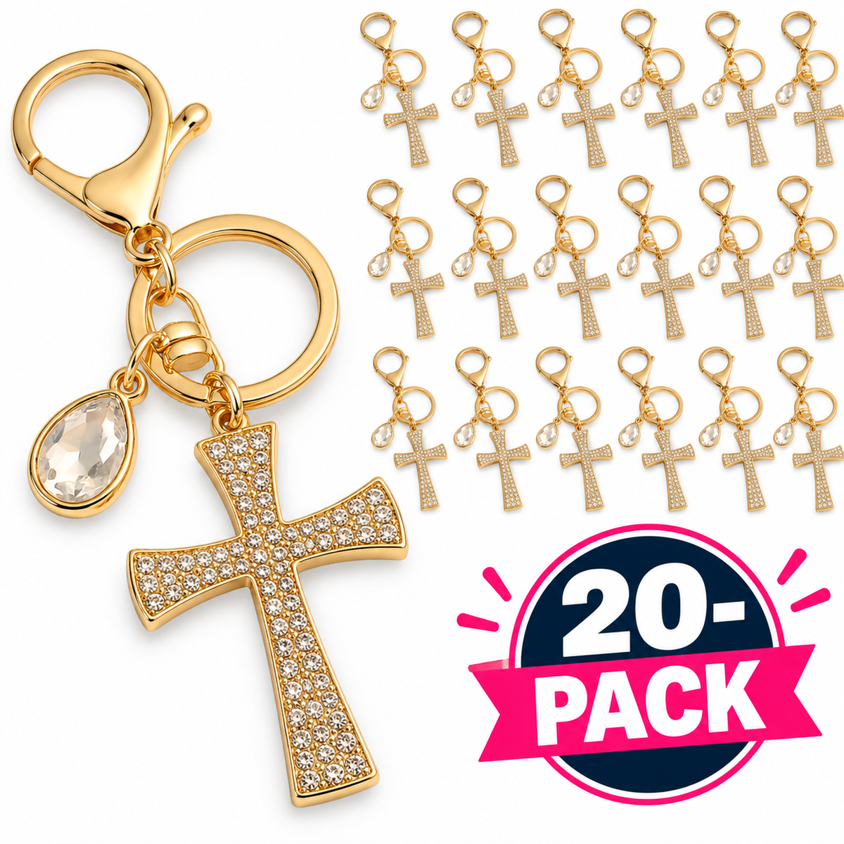 Crystal Cross Charm | 20-Pack